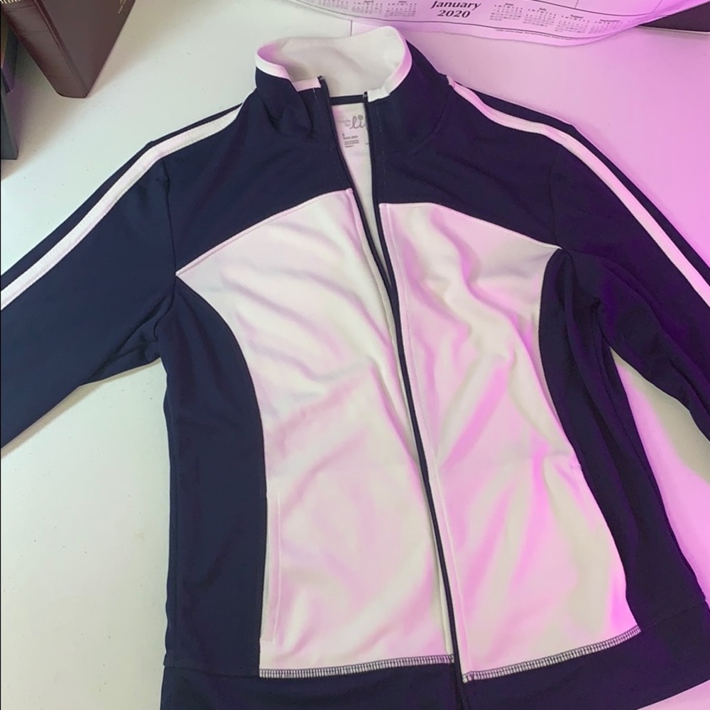 Navy and white quick dri athletic jacket